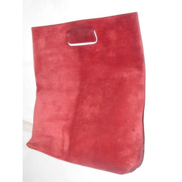 Gucci Vintage Red Suede And Leather Satchel Tote - Picture 10 of 12